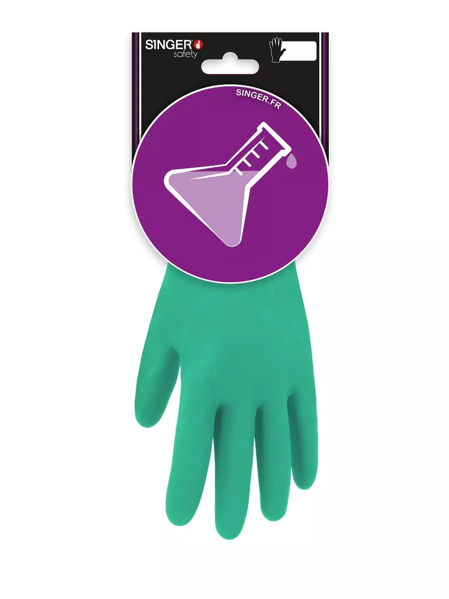 Gant nitrile sans support. Long 330 mm.Epaisseur 0.38 mm. Type A: AJKLMNO - SINGER - CNIT1538