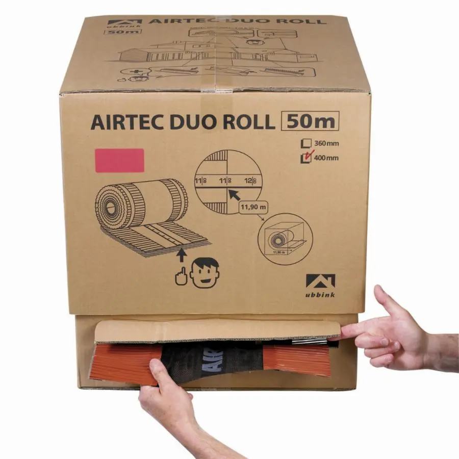 Closoir de faîtage Airtec Duo Roll UBBINK - ocre - 50 m x 400 mm en carton dérouleur - 203780