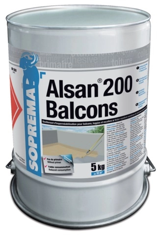 Alsan 200 balcon SOPREMA pour imperméabilisation - ral7032 gris - bidon 5kg - 96949-7032