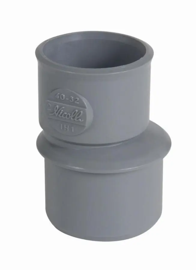 Réduction NICOLL extérieure excentrée - mâle-femelle - PVC gris - Ø 40/32 mm - IH1