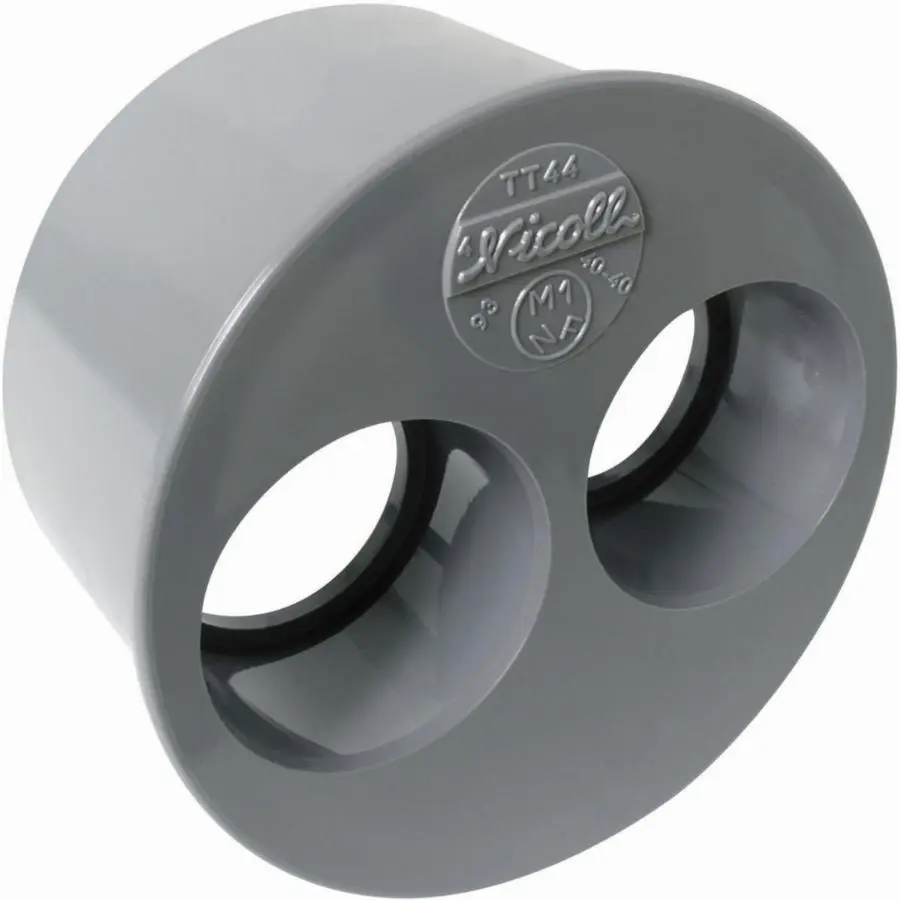Tampon de réduction double NICOLL male-femelle PVC pour adaptation sur tube non prémanchonné gris - Ø 93/40/40 mm - TT44