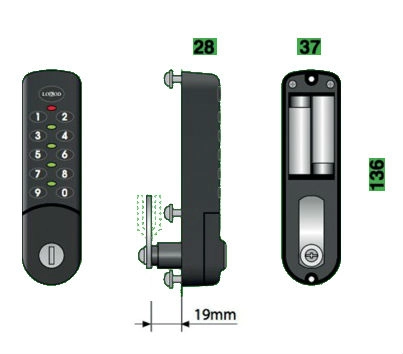 Serrure électronique Loker 20 LOKOD avec cylindre secours meuble/casier - 35400