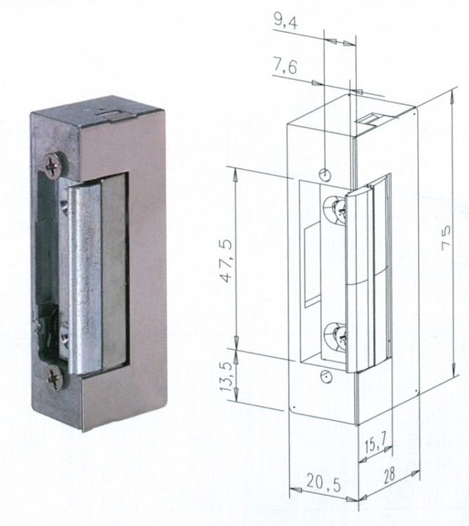 Gâche électrique 12V à rupture EFF EFF à larder - Sans têtière - SPE73