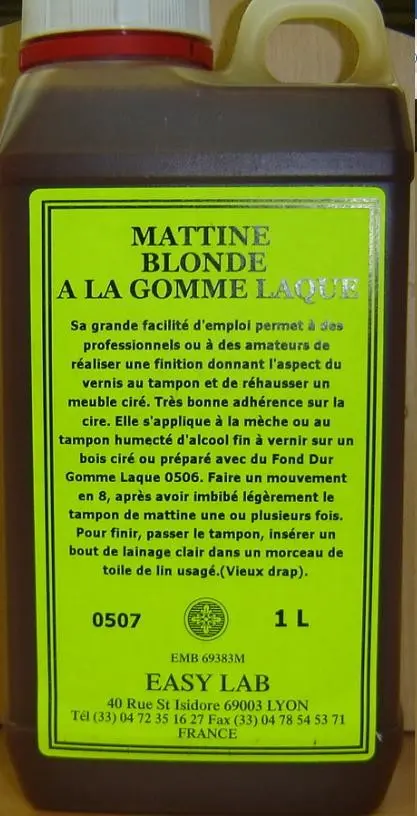 Mattine blonde à la Gomme Laque 0507 EASY LAB-[Conditionnement:5 Litres]