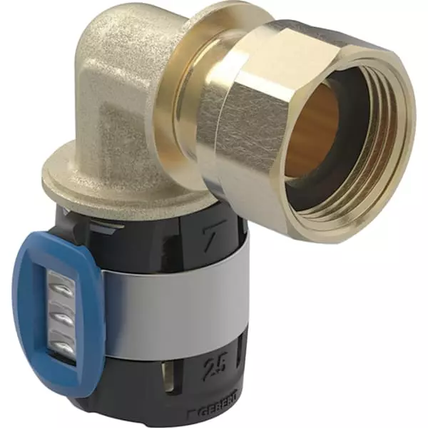 Coude raccord 90° FlowFit avec écrou de serrage - DN 20 - Ø 25 mm x G 3/4'' - GEBERIT - 620.693.00.1