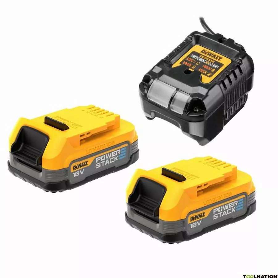 Pack 2 Batteries Powerstack XR 18V DEWALT 1.7Ah Li-Ion + Chargeur - DCB1102E2-QW