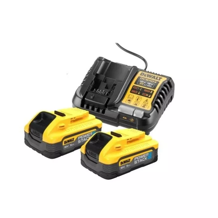 Pack 2 Batteries Powerstack XR 18V DEWALT 5Ah Li-Ion + Chargeur - DCB1104H2-QW