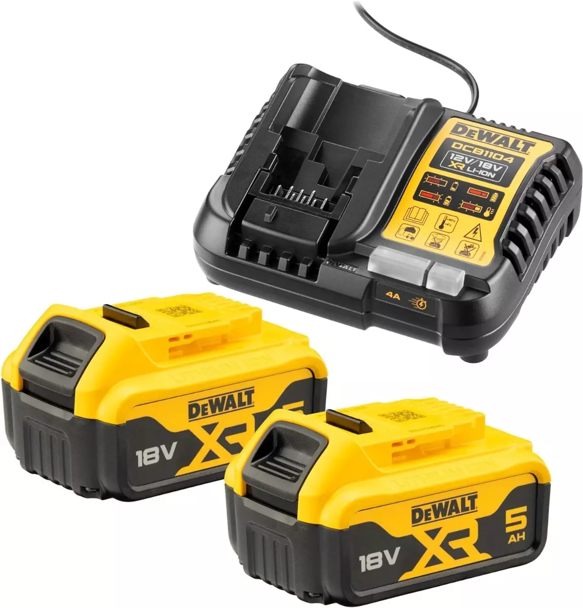 Pack énergie XR 18V - DEWALT - avec 2 batteries 18V 5.0Ah + Chargeur universel 12V/18V - DCB1104P2-QW