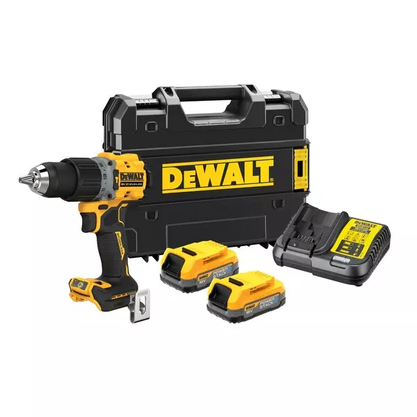 Perceuse visseuse percussion compacte XR  brushless - DEWALT - avec 2 batteries 18V 1.7Ah - chargeur - TSTAK- DCD805E2T-QW