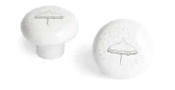 Bouton décoratif porcelaine blanche  "Parapluie"