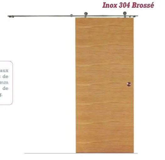 Kit inox en applique pour porte coulissante en Bois