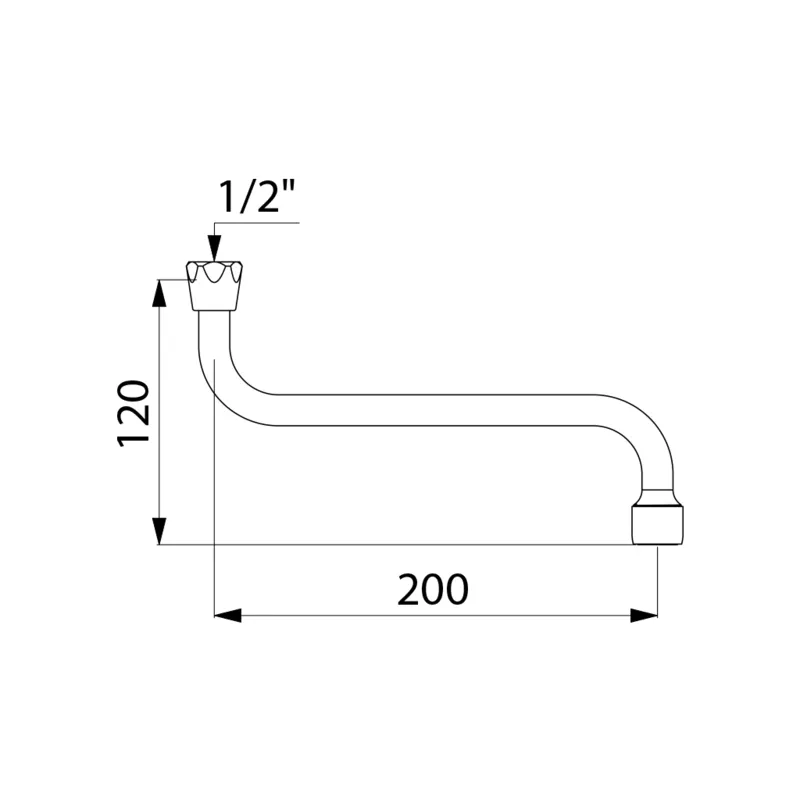 Bec horizontal F1/2 L.200-H120 DELABIE brise-jet réglable - 940202
