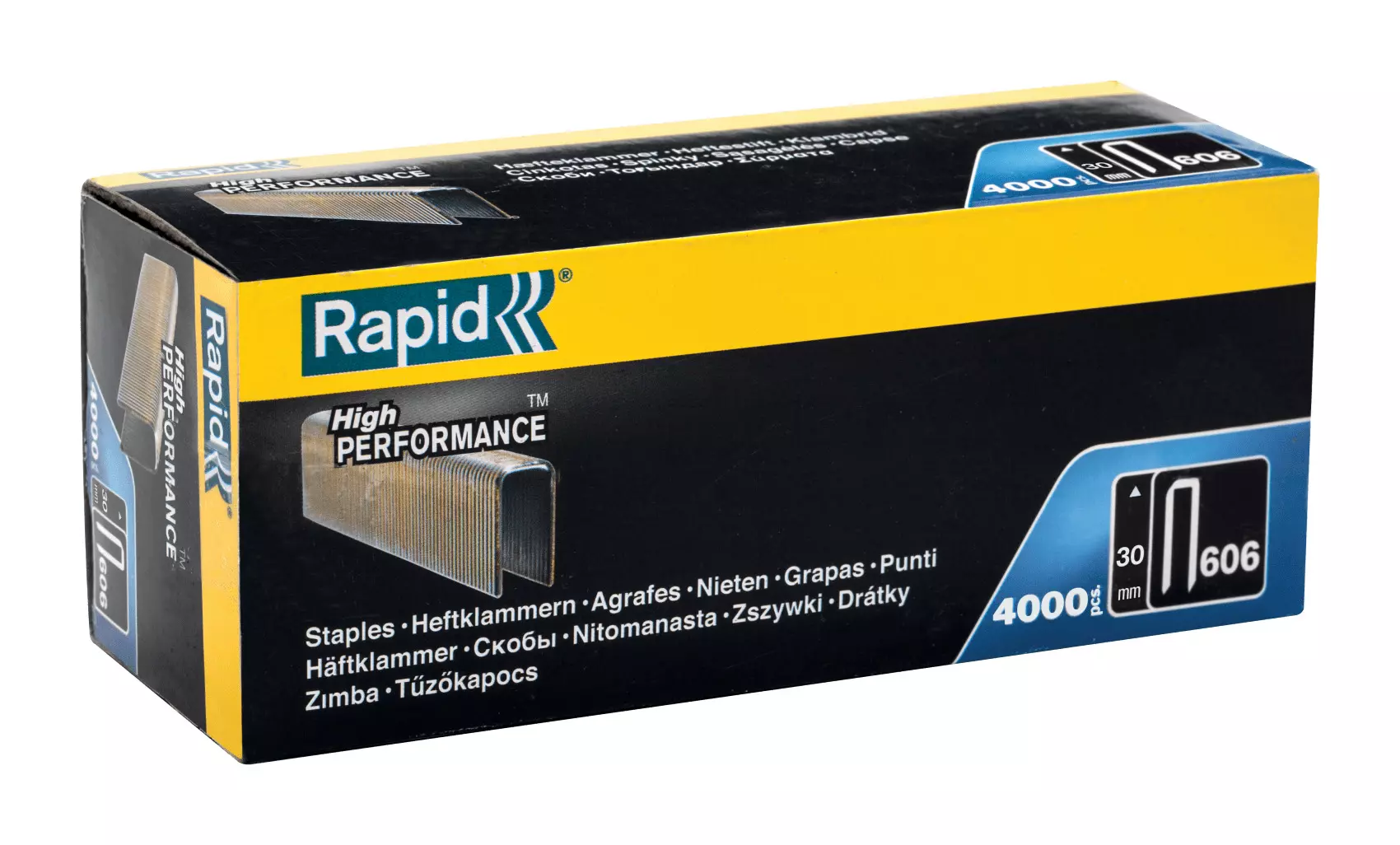 Agrafes en fil plat galvanisés n° 606/30 mm - 4000 pièces - Boite en carton - RAPID-ISABERG - 466301040