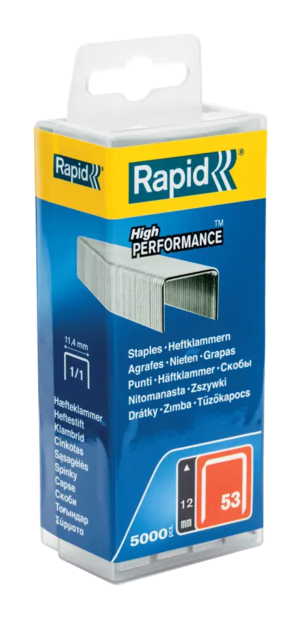 Agrafes en fil fin n°53/12 mm - RAPID - boite polypro 5000 - 40303086