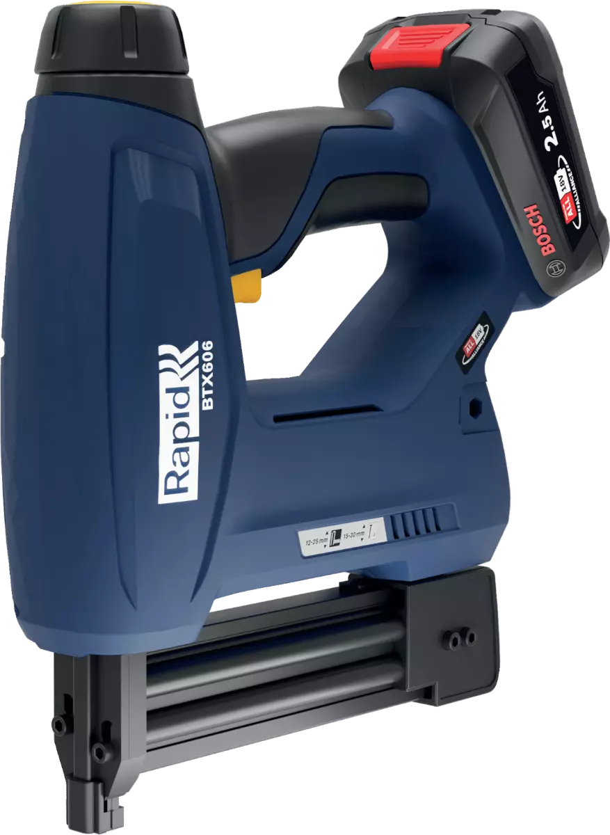Agrafeuse-cloueuse BTX606 sans fil - 18 V - pour agrafes 606/12-25 mm -  8/15-25 mm - Coffret + 1 Batterie + 1 Chargeur - RAPID-ISABERG - 5001502