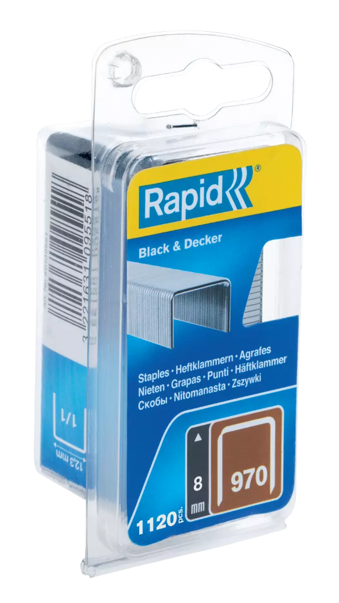 Agrafes en fil plat galvanisés n° 970/08 mm - 1120 pièces - Blister - RAPID-ISABERG - 40109550