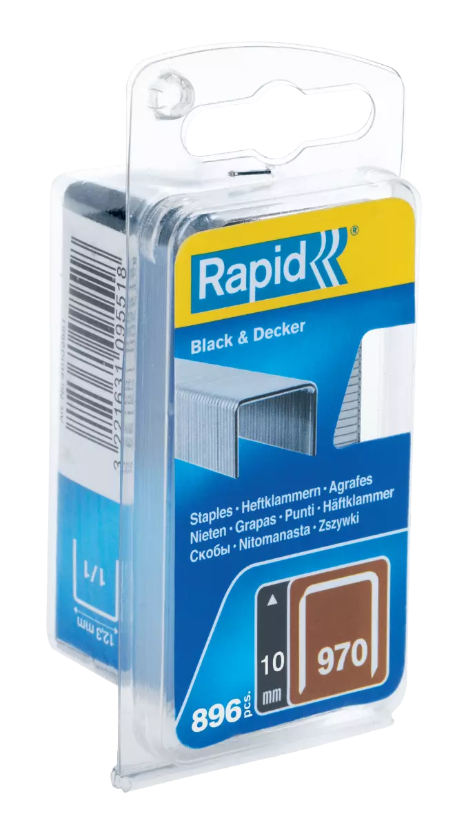 Agrafes en fil plat galvanisés n° 970/10 mm - 896 pièces - Blister - RAPID-ISABERG - 40109551