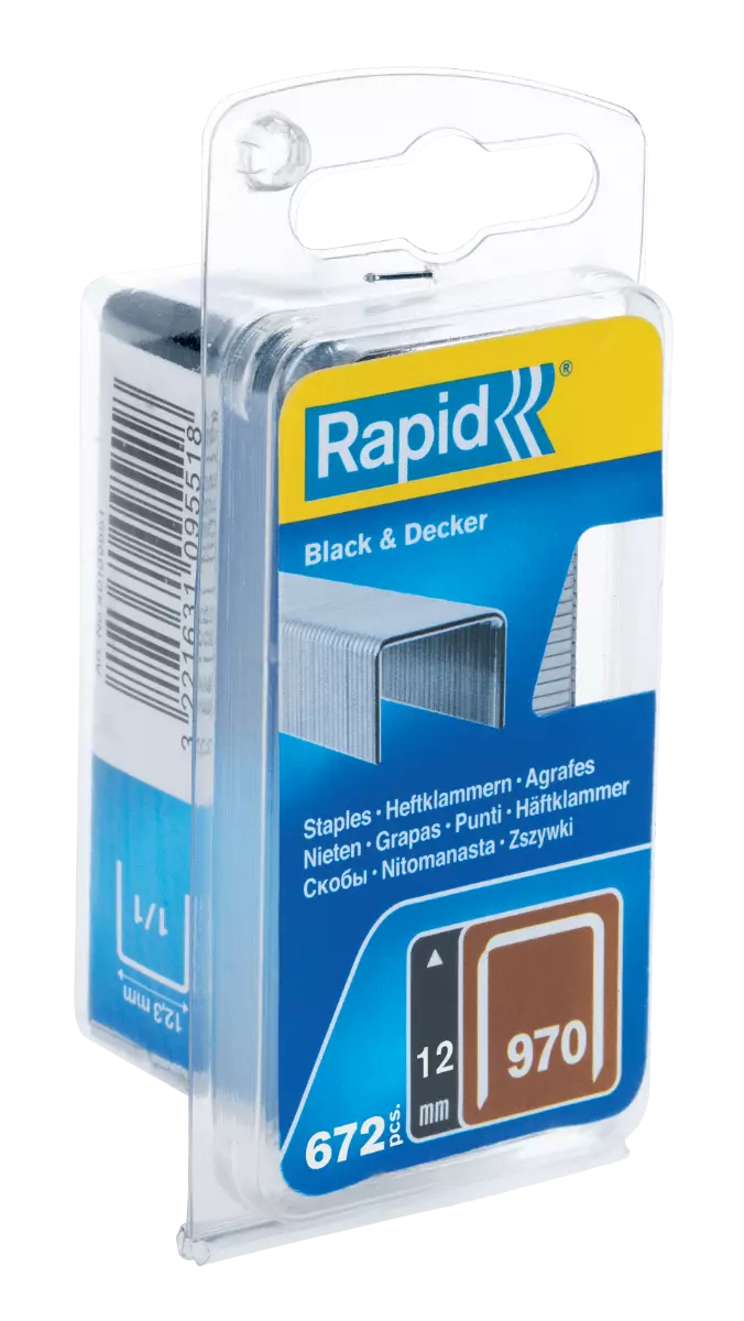 Agrafes en fil plat galvanisés n° 970/12 mm - 672 pièces - Blister - RAPID-ISABERG - 40109552