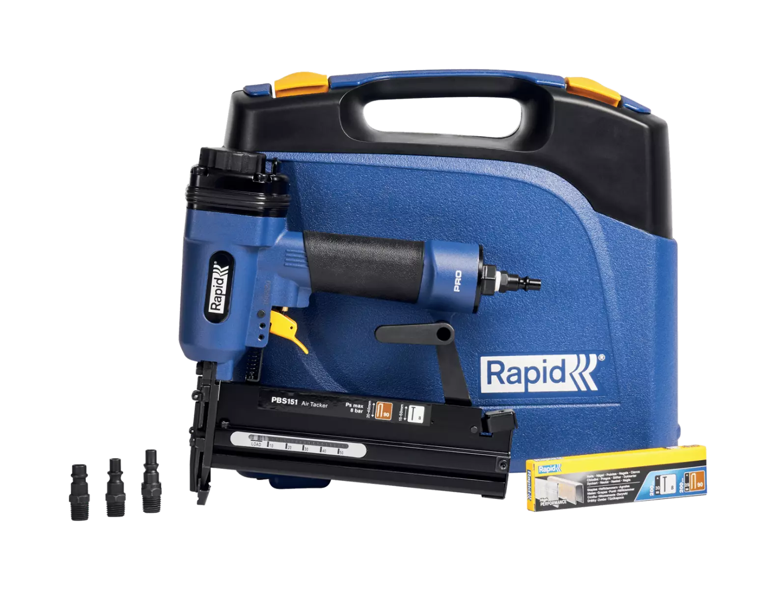 Agrafeuse-Cloueuse pneumatique professionnelle PBS151 pour agrafes 90/20-40 mm - 8/15-50 mm - Coffret - RAPID-ISABERG - 5000103