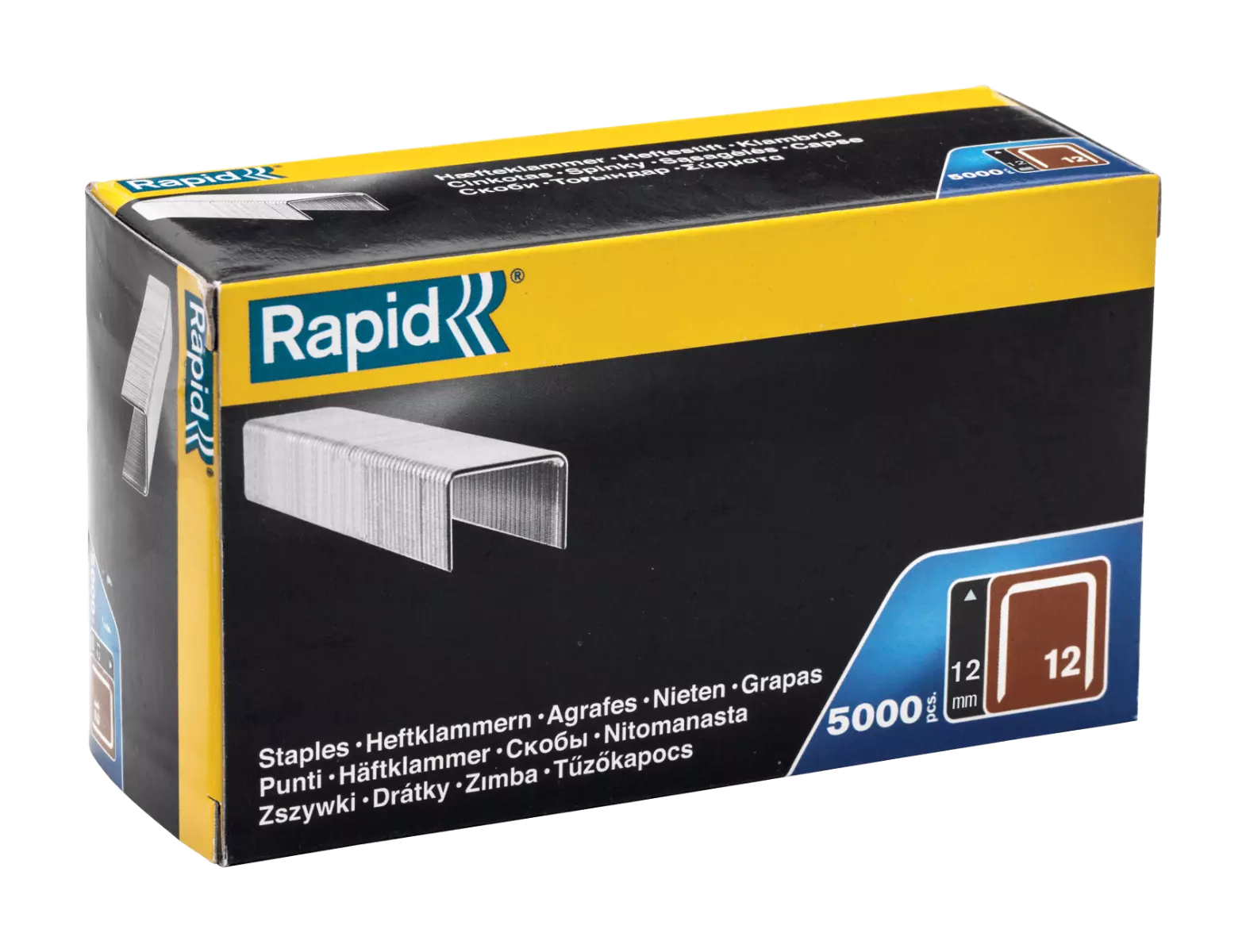 Agrafes en fil plat galvanisés n° 12/12 mm - 5000 pièces - Boite en carton - RAPID-ISABERG - 40100520