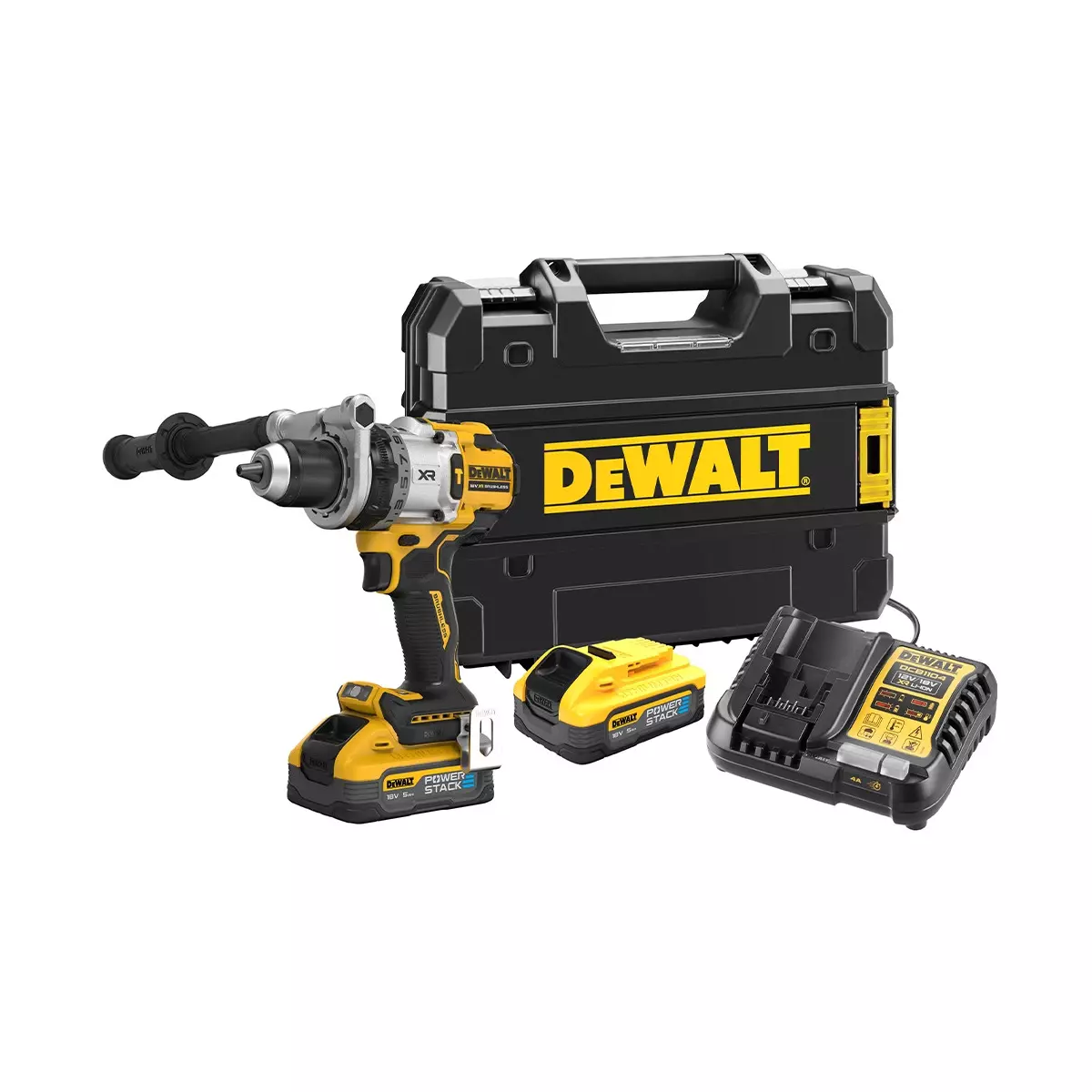 Perceuse, visseuse à percussion 18V brushless - DEWALT - avec 2 batteries 18V 5.0Ah - coffret - DCD1007H2T-QW