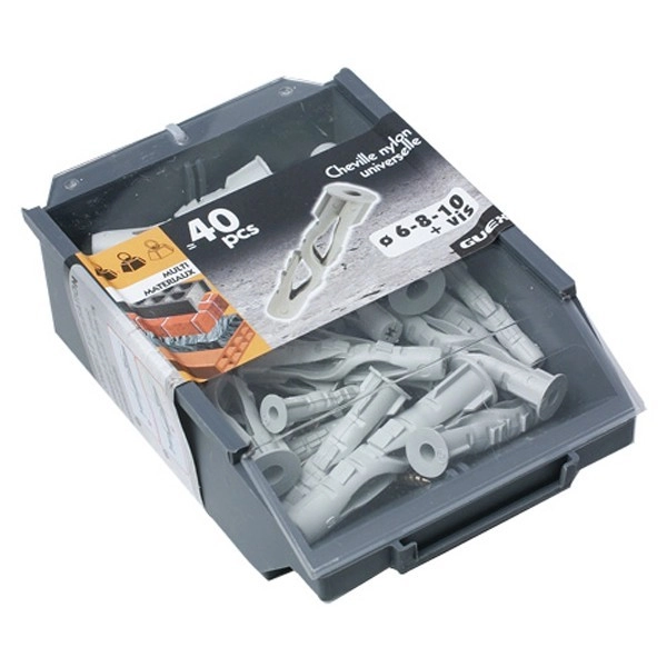 Boite GUEX de 40 Chevilles Nylon D6 / D8 / D10 + Vis 