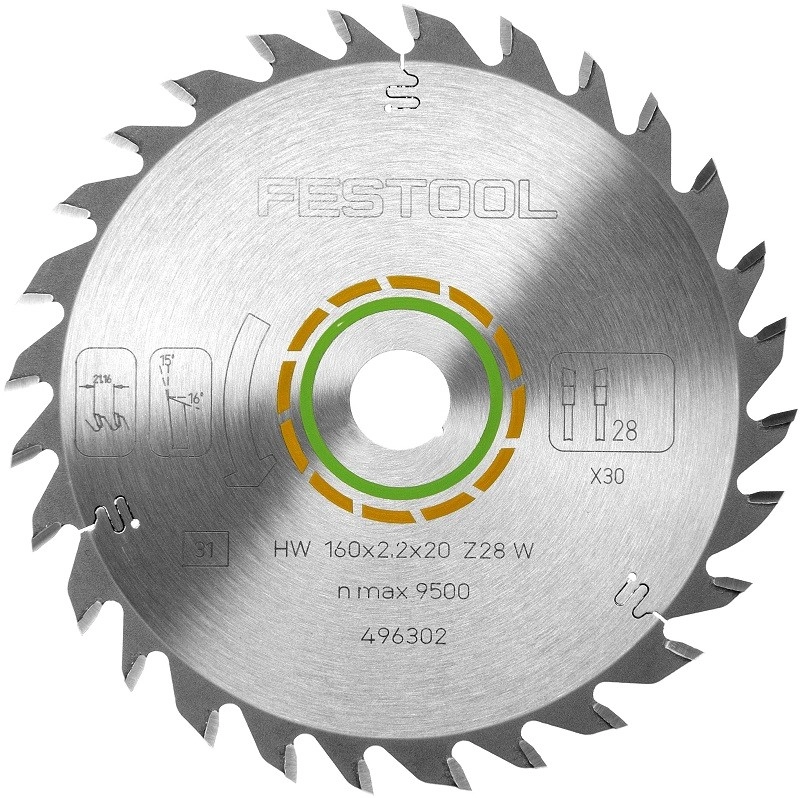 Lame de scie circulaire FESTOOL - bois - Ø160 mm - 28 dents - AL20 - 496302