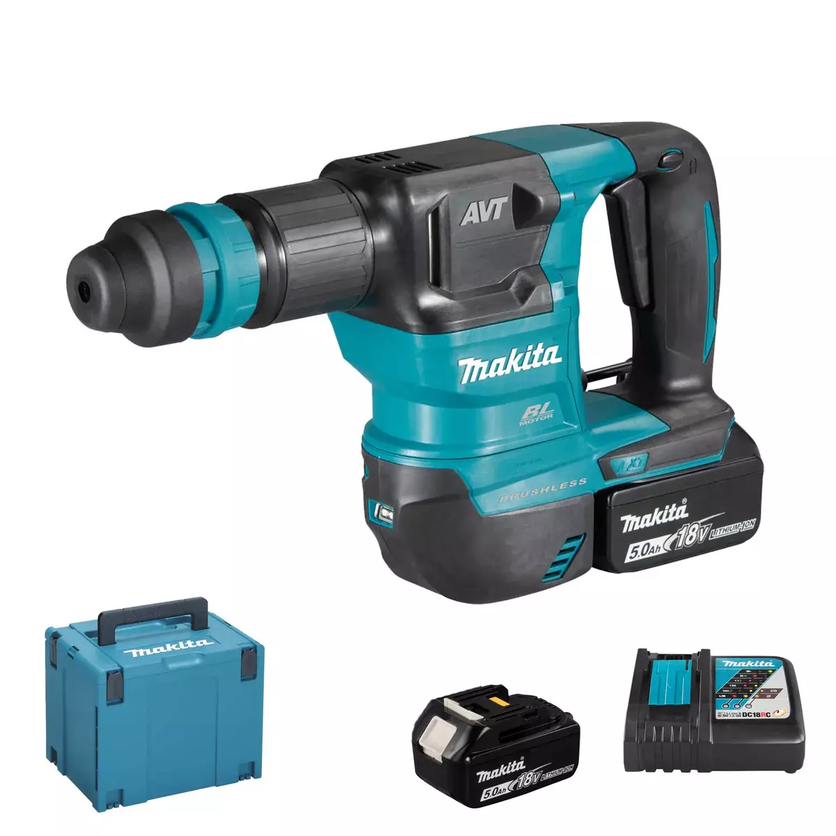 Piqueur SDS-Plus 18V 3,1 Joules  - MAKITA - avec 2 batterie 18V 5.0Ah - chargeur - MakPak - DHK180RTJ