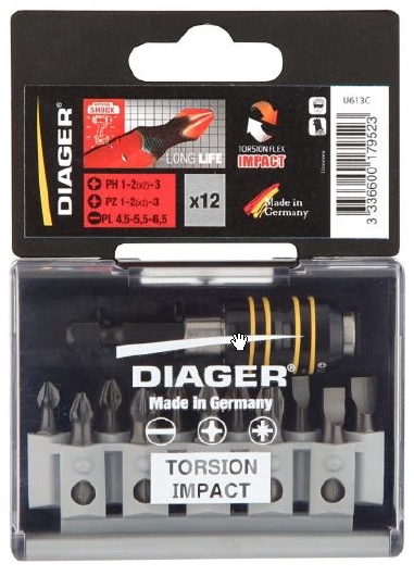Embouts de vissage DIAGER TORSION - 12 pièces - U613C
