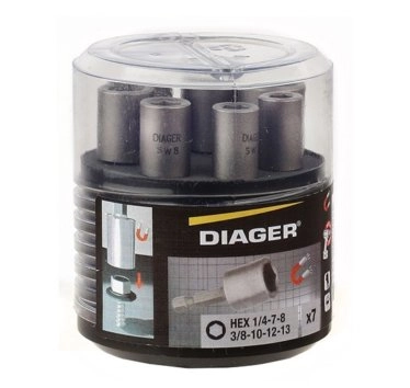 Coffret 7 douilles magnétiques DIAGER quick lock 1 1/4" - l.50mm - U602