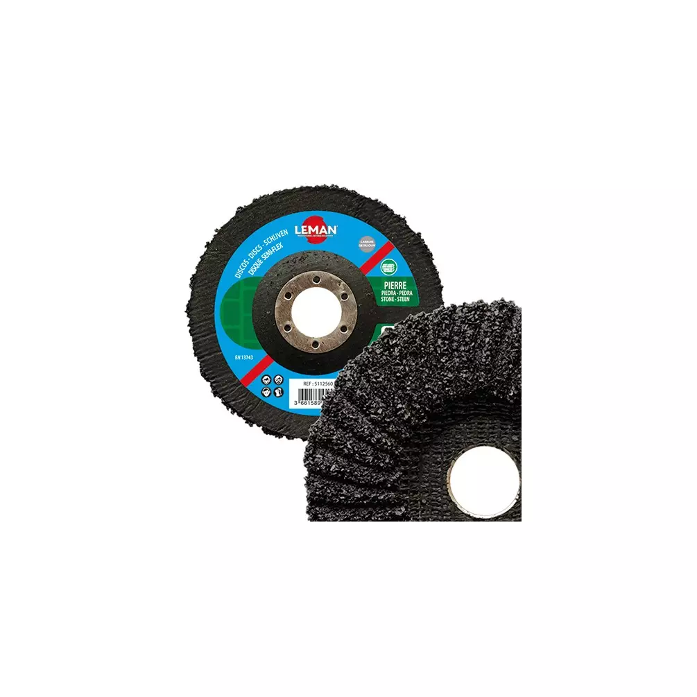 Disque semi-flex bombé pour pierre et béton - D. 125 x Al. 22.23 mm Gr. 16 - LEMAN - 5112516