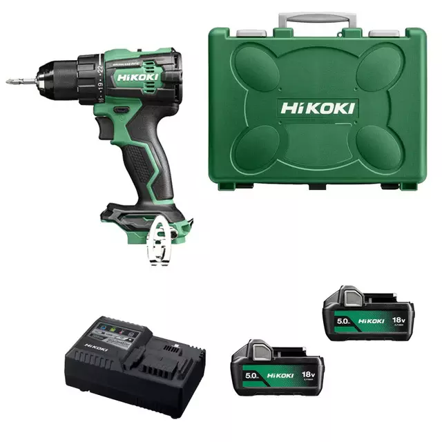 Perceuse visseuse à percussion 70Nm - HIKOKI - 2 batteries 18V 5.0Ah + chargeur en coffret - DV18DBSLWJZ