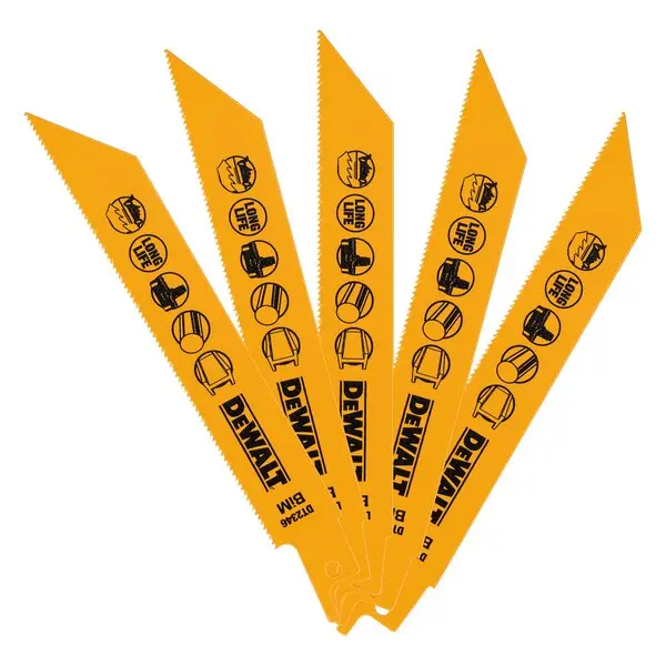 Lame cobalt 203 mm métal DEWALT pour scies sabre coupe rapide - 5 pièces - DT2353