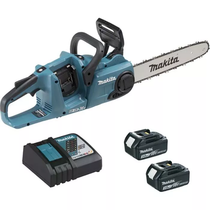 Tronçonneuse 36V (2x18V)  LXT 35 cm - MAKITA - avec 2 batteries 18V 3.0Ah - chargeur rapide - DUC353RF2