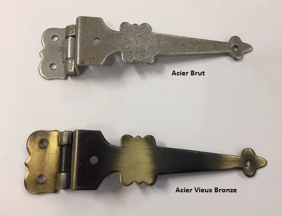 Penture de meuble décalée L.143mm Réf 104 BROS-[Finition:Acier vieux bronze]