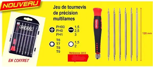 Tournevis de précision HEXEL Coffret 12 en 1