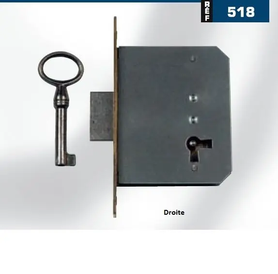 Serrure de meuble à larder avec clé Ref 518