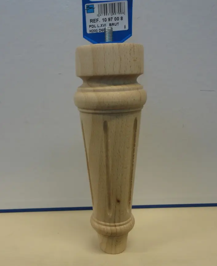 Pied de lit bois Hêtre brut Ht.200mm  Réf  109700