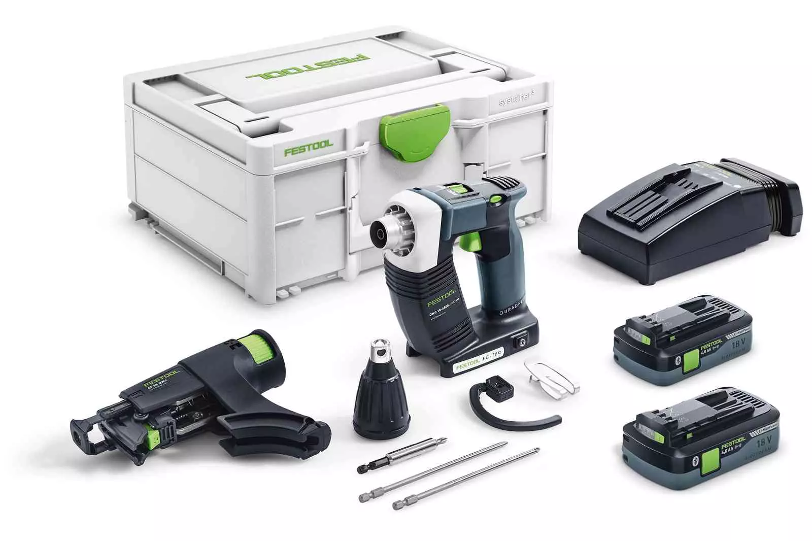 Visseuse sans fil pour plaquiste DURADRIVE DWC 18-4500 HPC 4,0 I-Plus - FESTOOL - avec 2 Batteries 18V 4.0 Ah, chargeur - accessoires - SYSTAINER - 576502