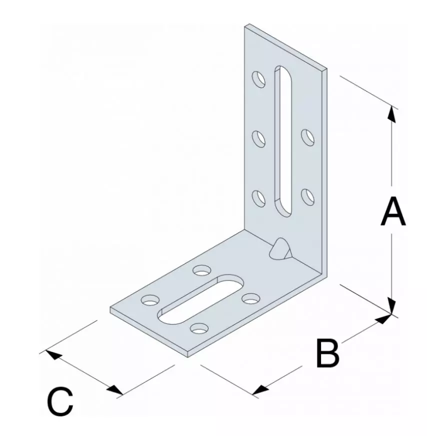 Équerre de fixation avec renfort SIMPSON - A30xB70xC55x2mm - EFIXR753