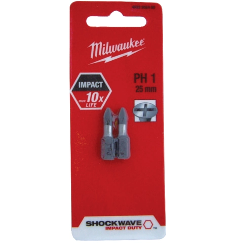 Embout PZ1 Shockwave 25 mm MILWAUKEE - 2 pièces - 4932430860