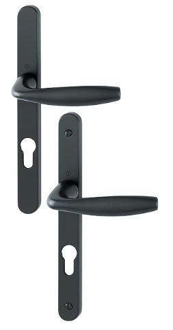 Ensemble de porte sur plaque étroite New-York 1810RH/300LMSGL/1810 HOPPE Noir mat PZ70 - 3944808