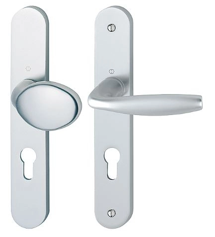 Ensemble de porte palière sur plaque New-York 76G/300M/1810 HOPPE Argent - 3281135