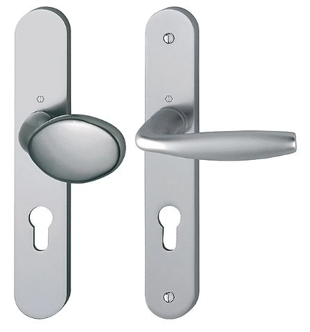 Ensemble de porte palière sur plaque New-York 76G/300M/1810 HOPPE Inox - 3281143