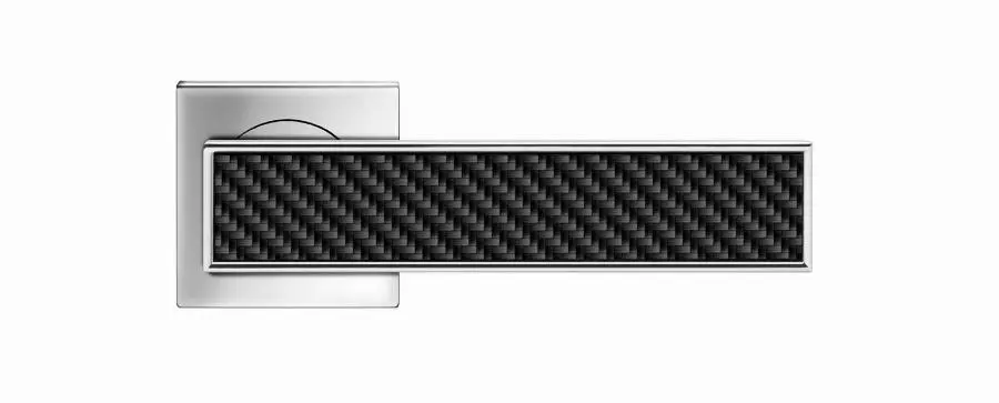 Ensemble béquille Torino sur rosace R53QY KARCHER DESIGN Chromé - Bec de cane - R53QY-OS-050+INLAYC1