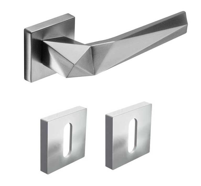 Ensemble sur rosace carré Clé L Amersham BRIONNE Nickelé satiné - 42367