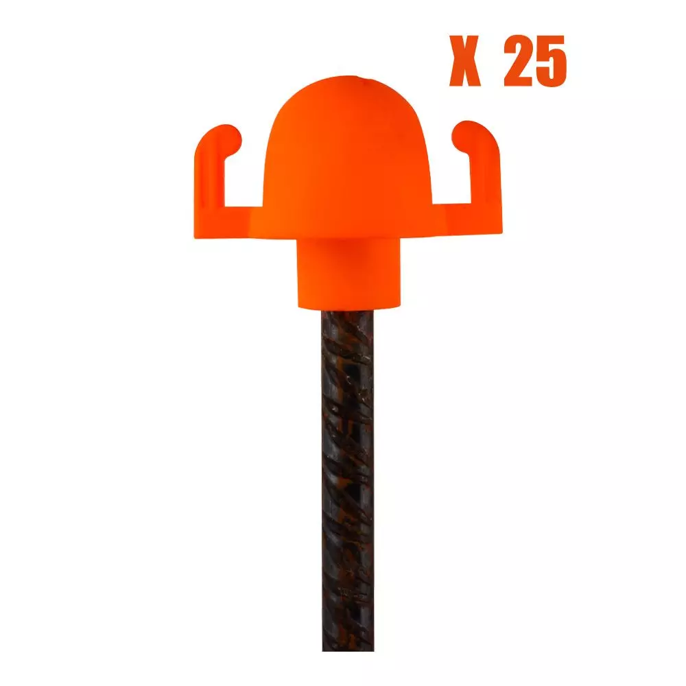 25 embouts de sécurité multifonctions avec crochets pour fer à béton - NOVAP - 3320022