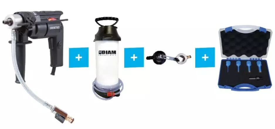 Set de perçage carotteuse portative à eau D.18mm pour grès cérame DIAM - END712P-03