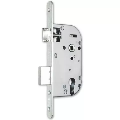 Serrure axe 50 NF Métalux clé L gauche sans gâche réversible - aspect inox - EURO-ELZETT - G838E2D7K4L ROZ