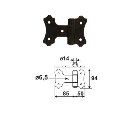 Charnière de milieu D14 Noire TORBEL